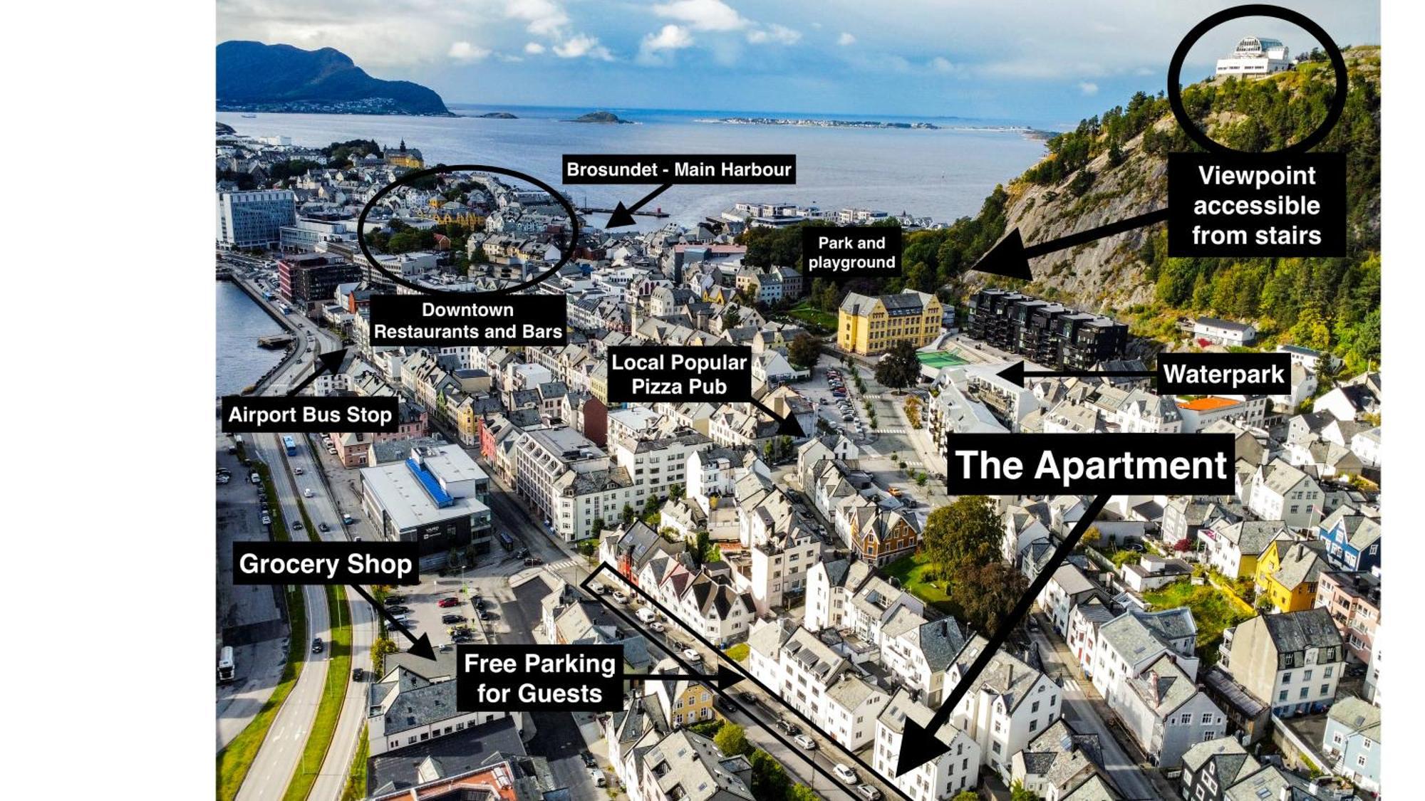 Ålesund Two-Bedroom City Apartment With Fire Place, Free Parking And Fjordview Terrace - Calm And Central מראה חיצוני תמונה